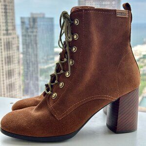 Pikolinos EUC Brown Suede Lace Up Boots Sz 37, 6.5 US